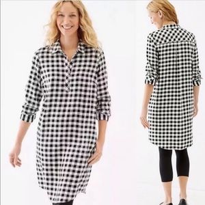 J Jill Black and White Gingham Tunic Shirt Dress